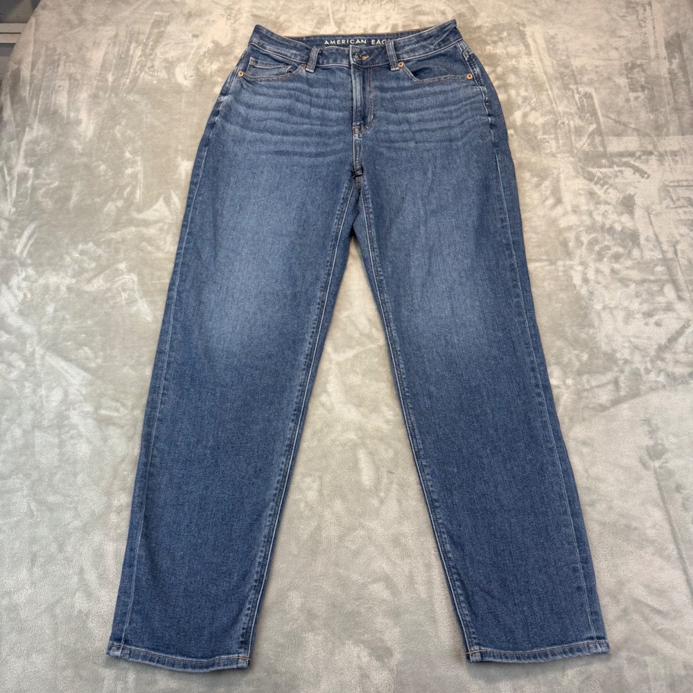 American Eagle Mom Jeans Womens 4 Long High Rise Stretch Blue Denim (30x29)